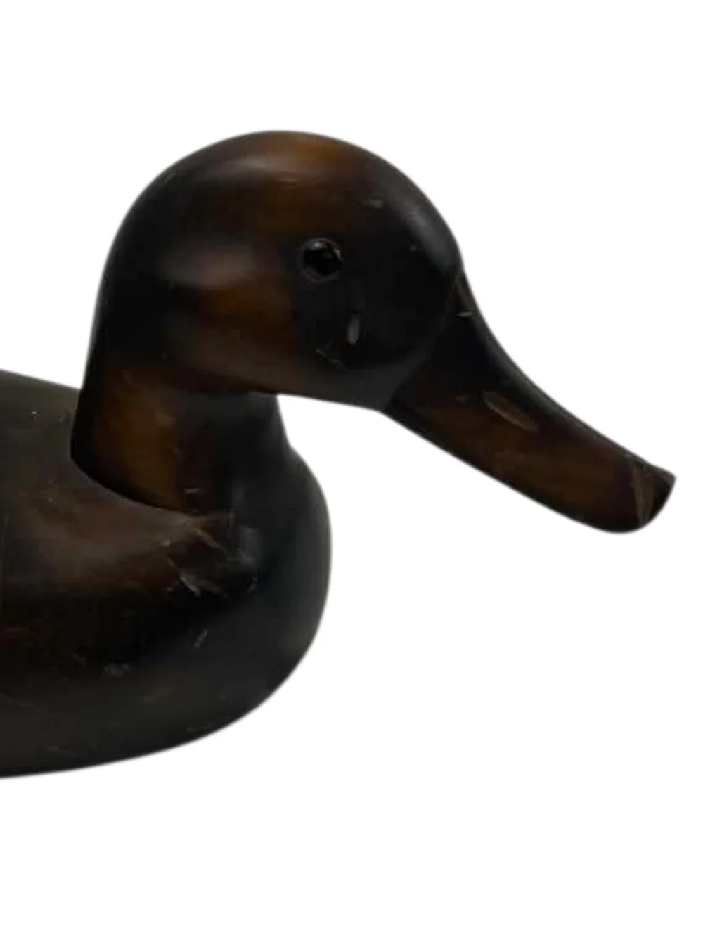 Vintage Hand-Carved Solid Wood Duck Decoy - Rustic Folk Art Mallard - 13”